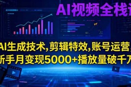 （16603期）AI视频全栈课:AI生成技术,剪辑特效,账号运营,新手月变现5000 播放量破千万