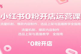 小红书0粉开店运营课：流量机制、爆款内容制作、选品上架与直播教学全指南