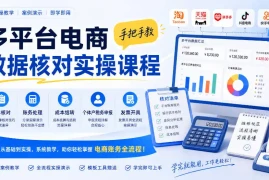 多平台电商数据核对实操课程，手把手教账单核对、账务处理、成本结转、个体户税务申报与发票开具