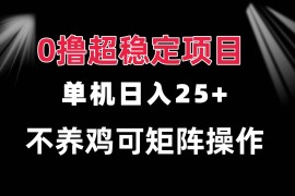 （13355期）0撸项目 单机日入25  可批量操作 无需养鸡 长期稳定 做了就有