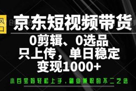 （14304期）京东短视频带货，0剪辑，0选品，只需上传素材，单日稳定变现1000 