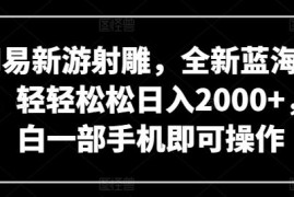 网易新游射雕，全新蓝海赛道，轻轻松松日入2000 ，小白一部手机即可操作【揭秘】