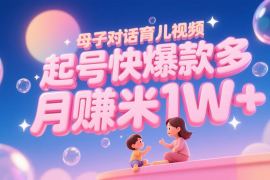 AI生成母子对话育儿类视频，起号快爆款多，小白宝妈轻松学，多渠道变现，月赚米1W 