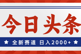 （12001期）今日头条，全新赛道，小白易上手，日入2000 