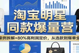 淘宝明星同款爆量营：5大案例拆解 80%高利润定价，从选款到爆单全流程