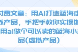 付费文章：用AI打造蓝海虚拟产品，手把手教你实操如何用ai做个可以卖的蓝海小产品(虚拟产品)