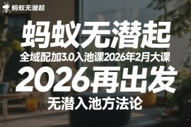 蚂蚁无潜不起全域配抖加3.0入池课2026年2月大课，2026再出发，无潜入池方法论
