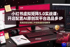 小红书虚拟矩阵5.0实战课：开店配置｜AI原创｜双平台选品｜多IP隔离｜测怼店铺工作室批量变现实操教学