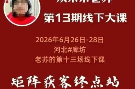 矩阵获客·众乐乐老苏·6月26-28号线下课，14小时录音 字幕 课件资料，完整保姆级矩阵实操手法与案例拆解，全程干货