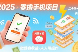 2025年零撸手机项目，二十秒一单，纯薅羊毛 一天2张 做就有【揭秘】