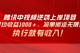 （10518期）腾讯中视频项目，日均收益1000 ，简单搬运无限做，执行就有收入