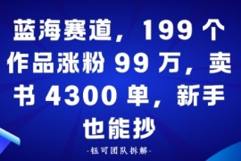 蓝海赛道，199个作品涨粉99W，卖书4300单，新手也能抄
