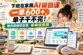 下班在家用AI做微课，一单600 ，单子干不完！附内部接单资源，保姆级教程【揭秘】