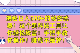 揭秘日入 500  的秘密武器，这个黑科技工具让你轻松致富，手把手教你操作，赚钱不是梦