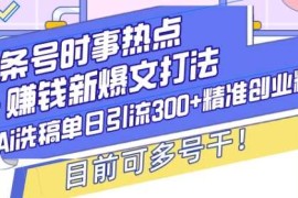 头条号时事热点 赚钱新爆文打法，Ai洗稿单日引流300 精准创业粉，目前可多号干【揭秘】