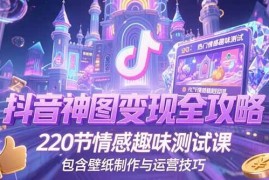 （15264期）抖音神图变现全攻略，220节情感趣味测试课，包含壁纸制作与运营技巧