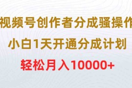 （9656期）视频号创作者分成骚操作，小白1天开通分成计划，轻松月入10000 