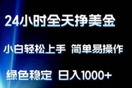 （17557期）24小时全天挣美金，小白轻松上手，简单易操作，绿色稳定，日入1000 
