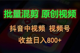 批量混剪生成原创视频，抖音中视频 视频号，收益日入800 