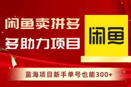 闲鱼卖拼多多助力项目，蓝海项目新手单号也能 300 