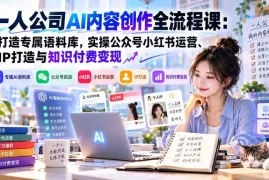 一人公司AI内容创作全流程课：打造专属语料库，实操公众号小红书运营、IP打造与知识付费变现方法论
