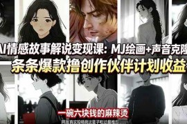 （17821期）AI情感故事解说变现课：MJ绘画 声音克隆 剪辑，条条爆款撸创作伙伴计划收益