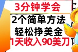 2个简单方法，轻松挣美刀，1天收入90美刀，3分钟学会，长久被动收入
