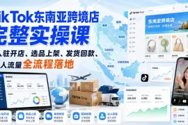 TikTok东南亚跨境店完整实操课｜入驻开店、选品上架、发货回款、达人流量全流程落地