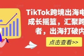 TikTok跨境出海电商人成长摇篮，汇聚跨境强者，出海打破内卷