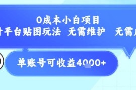 0成本小白项目，设计平台贴图玩法，无需维护，无需成本，单账号单月可产生收益4k 