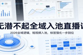无潜不起全域入池直播课：2026全域逻辑，短视频入池，标签强化一步到位