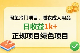 闲鱼冷门项目，情趣内衣成人用品，日收益1k ，正规项目绿色项目