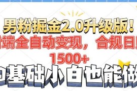 （14190期）男粉项目2.0升级版！后端全自动变现，合规日赚1500 ，7天干粉矩阵起号…