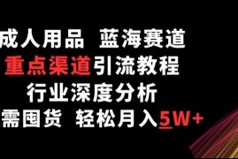 成人用品，蓝海赛道，重点渠道引流教程，行业深度分析，无需囤货，轻松月入5W 【揭秘】