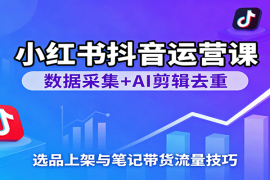 小红书抖音运营课：数据采集 AI剪辑去重，选品上架与笔记带货流量技巧