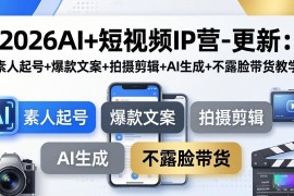 2026AI 短视频IP营-更新：素人起号 爆款文案 拍摄剪辑 AI生成 不露脸带货教学