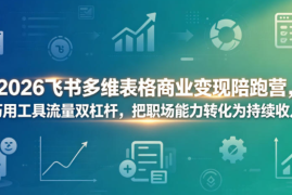 2026飞书多维表格商业变现陪跑营，巧用工具流量双杠杆，把职场能力转化为持续收入
