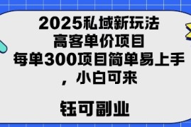 2025私域新玩法高客单价，每单3张操作简单，小白可轻松上手