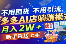 不用囤货不用引流，拼多多 AI 店躺赚模式，月入 2W + 新手直接上手