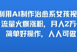 利用AI制作治愈系女孩视频，流量火爆涨粉，月入2W ，简单好操作，人人可做