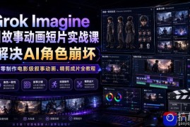 Grok Imagine AI故事动画短片实战课｜解决AI角色崩坏，从零制作电影级叙事动画、精剪成片全教程(中英字幕)