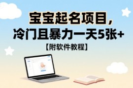 宝宝起名项目，冷门且暴力一天5张 【附软件教程】