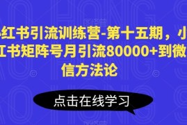 小红书引流训练营-第十五期，小红书矩阵号月引流80000 到微信方法论