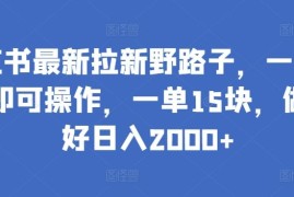 小红书最新拉新野路子，一部手机即可操作，一单15块，做得好日入2000 【揭秘】
