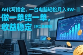AI代写撸金，一台电脑轻松月入1-3W，做一单结一单，收益稳定【附工具教程】