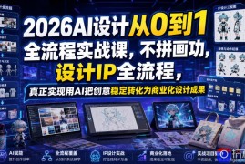 2026AI设计从0到1全流程实战课，不拼画功，设计IP全流程，真正实现用AI把创意稳定转化为商业化设计成果