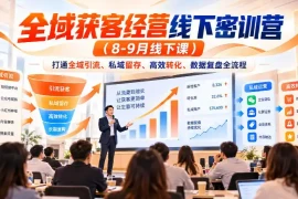 全域获客经营线下密训营(8-9月线下课)，打通全域引流、私域留存、高效转化、数据复盘全流程