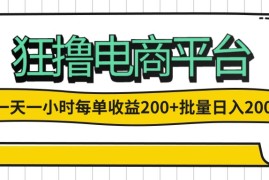 （12463期）一天一小时 狂撸电商平台 每单收益200  批量日入2000 