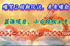 （12014期）爆笑三国新玩法每条都爆，视频收益 7000 ，5 分钟原创，多种变现爽歪歪
