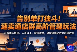 告别单打独斗！速卖通店群高阶管理玩法，吃透团队搭建、人员分工、薪资激励，轻松规模化放大店铺收益